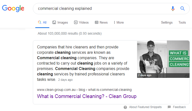 featured snippet example